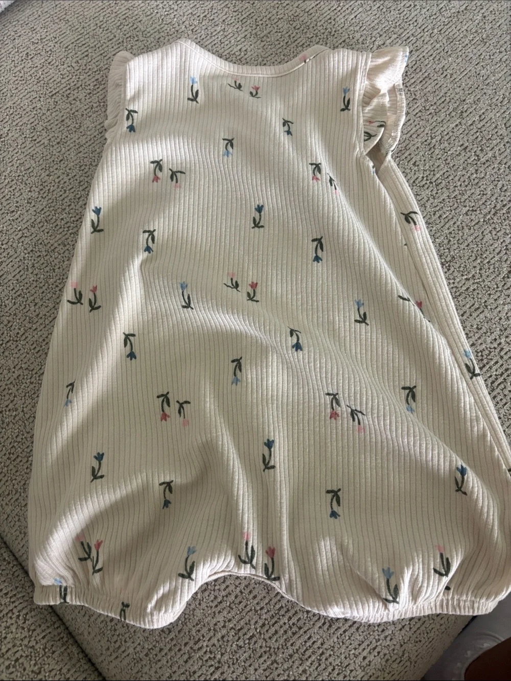 Carter's Cream Ribbed Baby Romper with Tiny Floral Print